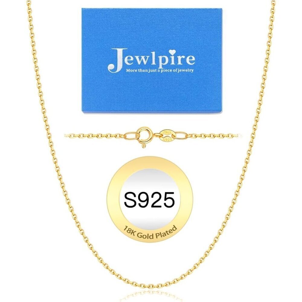Women's 18K Gold Plated Cable Chain Necklace | Thin Sturdy Upgraded Clasp